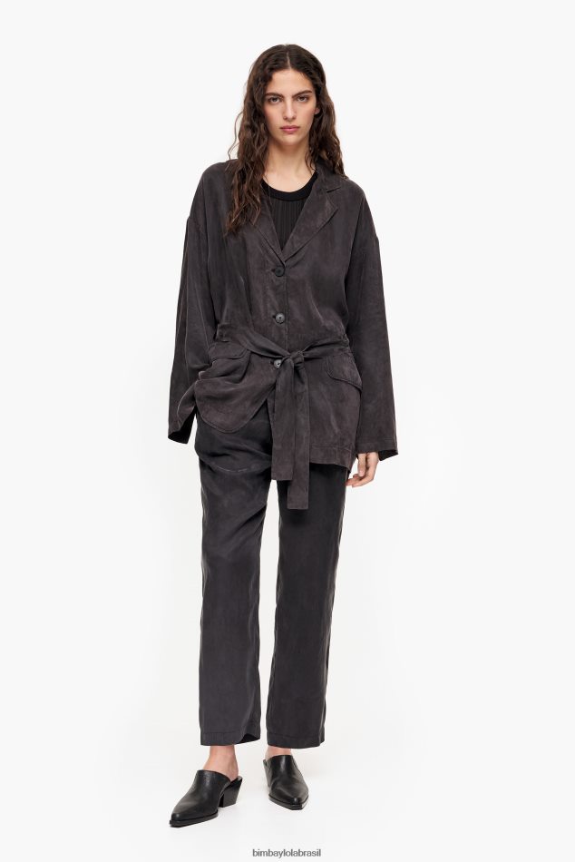 roupas Bimba Y Lola blazer oversize preto lavado P28JFH491