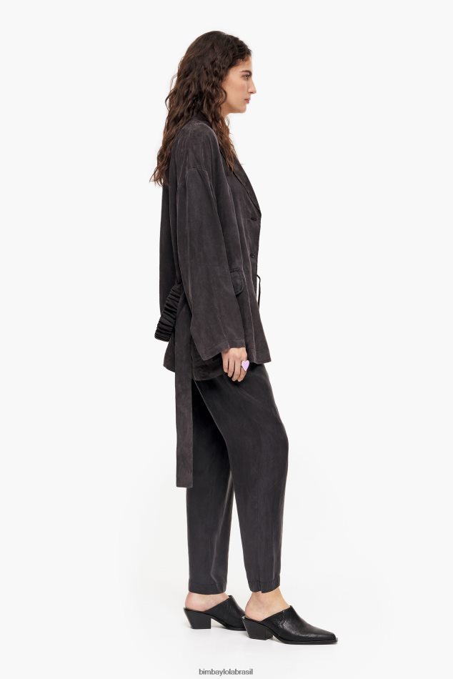 roupas Bimba Y Lola blazer oversize preto lavado P28JFH491