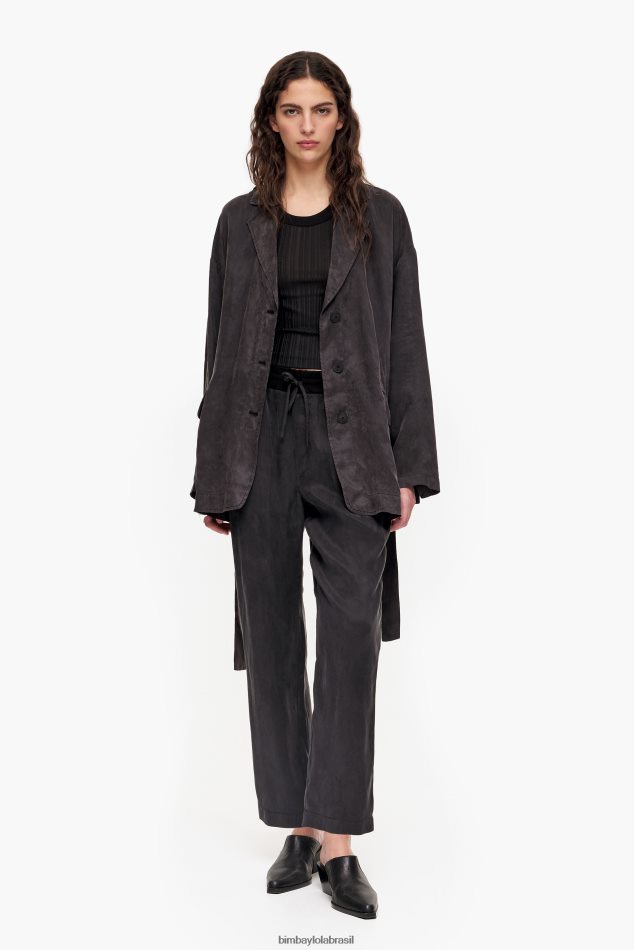 roupas Bimba Y Lola blazer oversize preto lavado P28JFH491