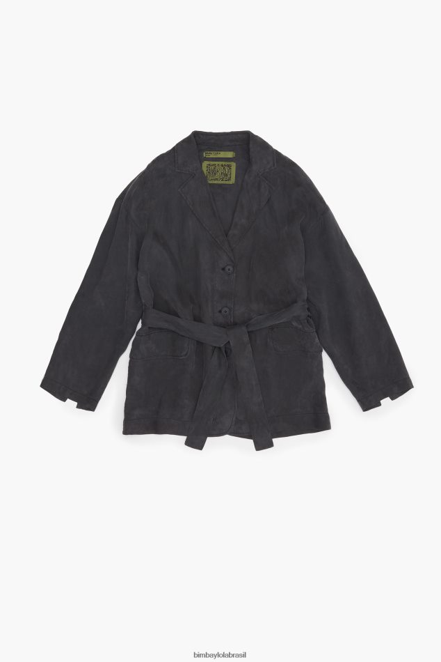 roupas Bimba Y Lola blazer oversize preto lavado P28JFH491