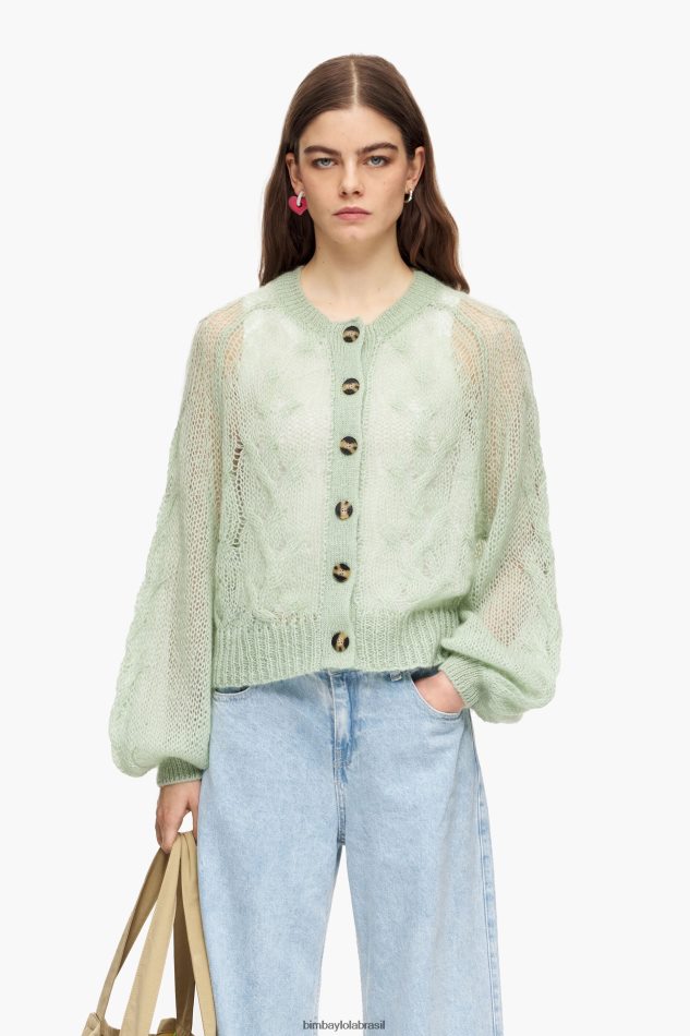 roupas Bimba Y Lola cardigã de mohair de malha aberta hortelã P28JFH379