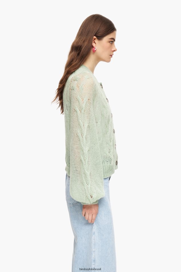 roupas Bimba Y Lola cardigã de mohair de malha aberta hortelã P28JFH379