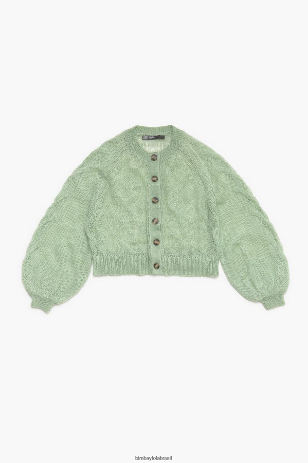 roupas Bimba Y Lola cardigã de mohair de malha aberta hortelã P28JFH379