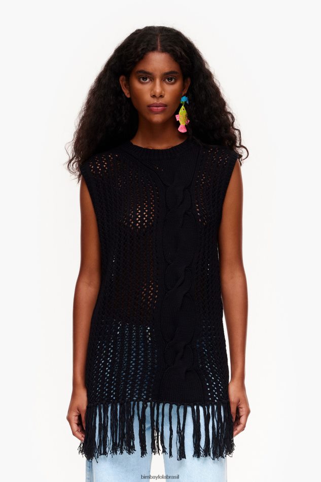 roupas Bimba Y Lola colete de malha preto P28JFH352