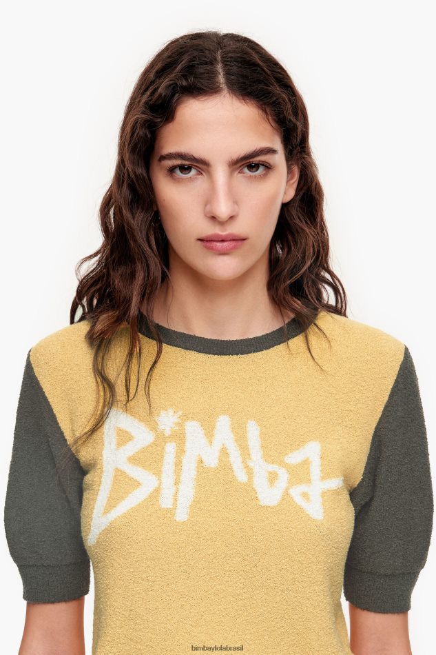 roupas Bimba Y Lola suéter bicolor de algodão amarelo P28JFH382