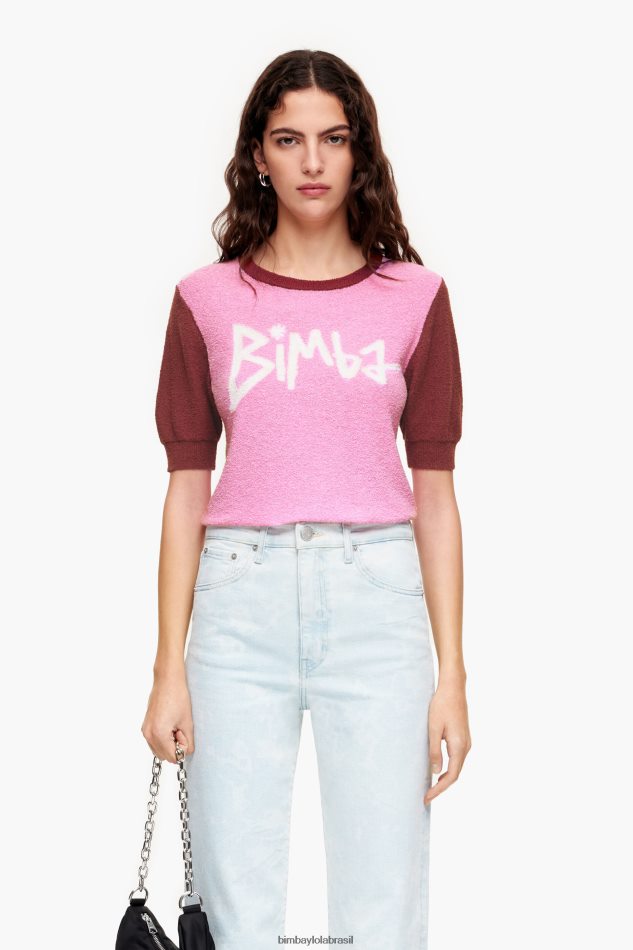 roupas Bimba Y Lola suéter bicolor de algodão rosa P28JFH383