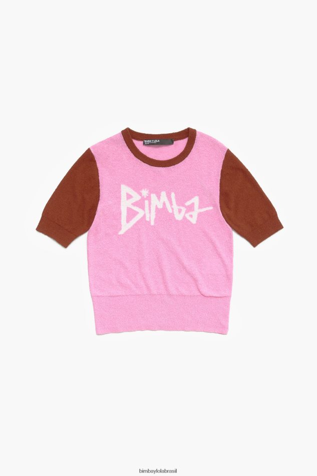 roupas Bimba Y Lola suéter bicolor de algodão rosa P28JFH383