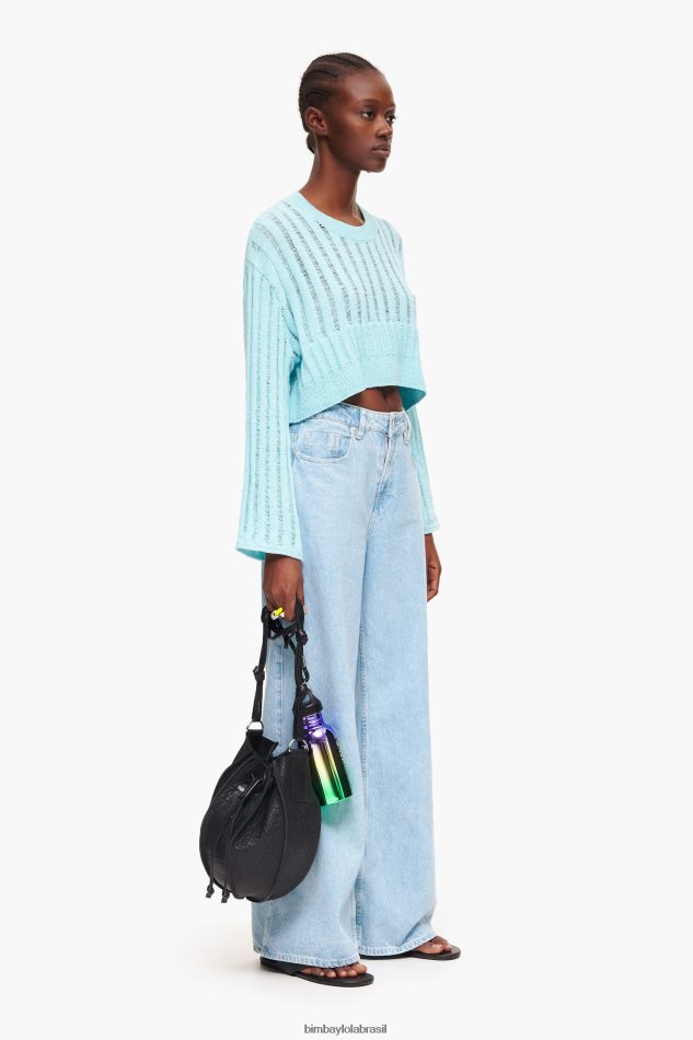 roupas Bimba Y Lola suéter com nervuras azul P28JFH386