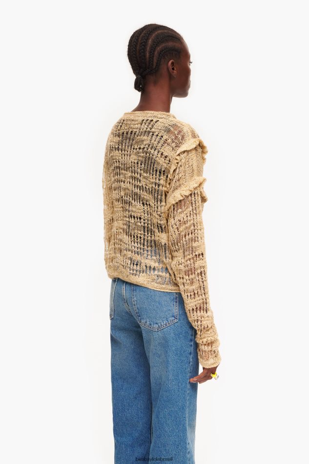 roupas Bimba Y Lola suéter de linho aberto camelo P28JFH362