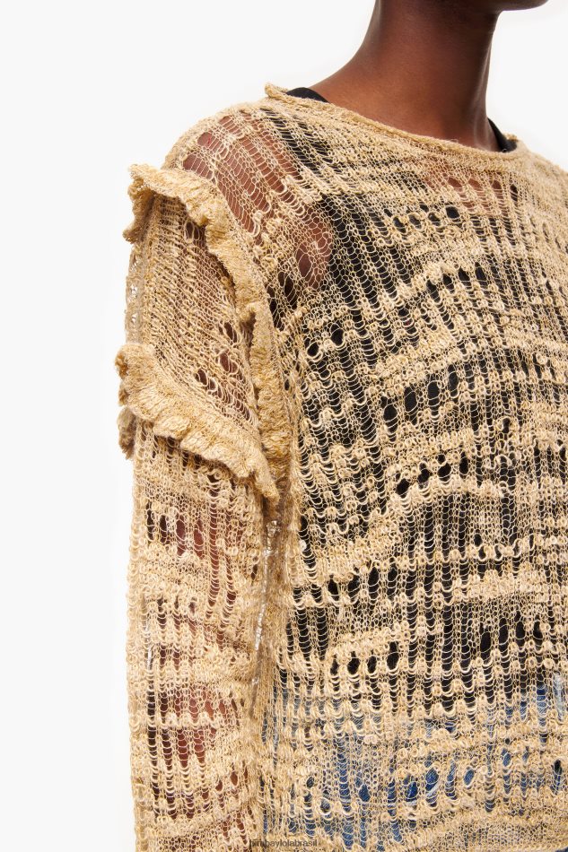 roupas Bimba Y Lola suéter de linho aberto camelo P28JFH362