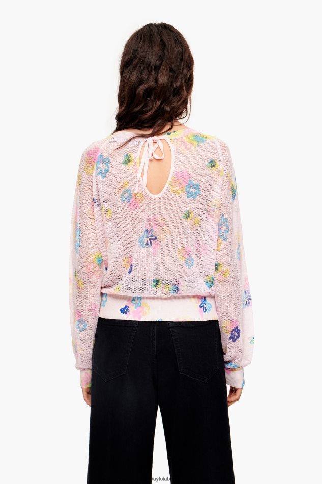 roupas Bimba Y Lola suéter de linho com estampa de flores em spray rosa P28JFH393