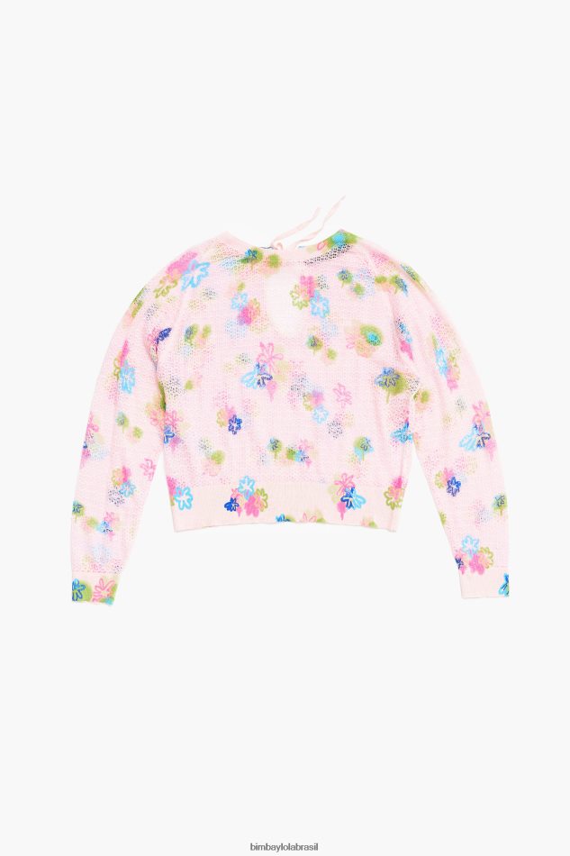 roupas Bimba Y Lola suéter de linho com estampa de flores em spray rosa P28JFH393