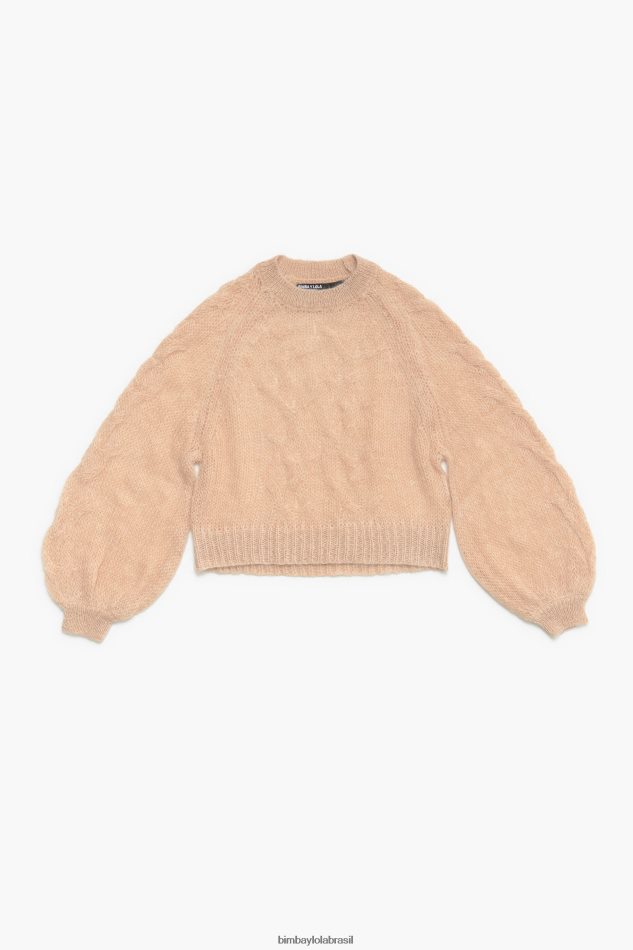 roupas Bimba Y Lola suéter de mohair de malha aberta areia P28JFH380