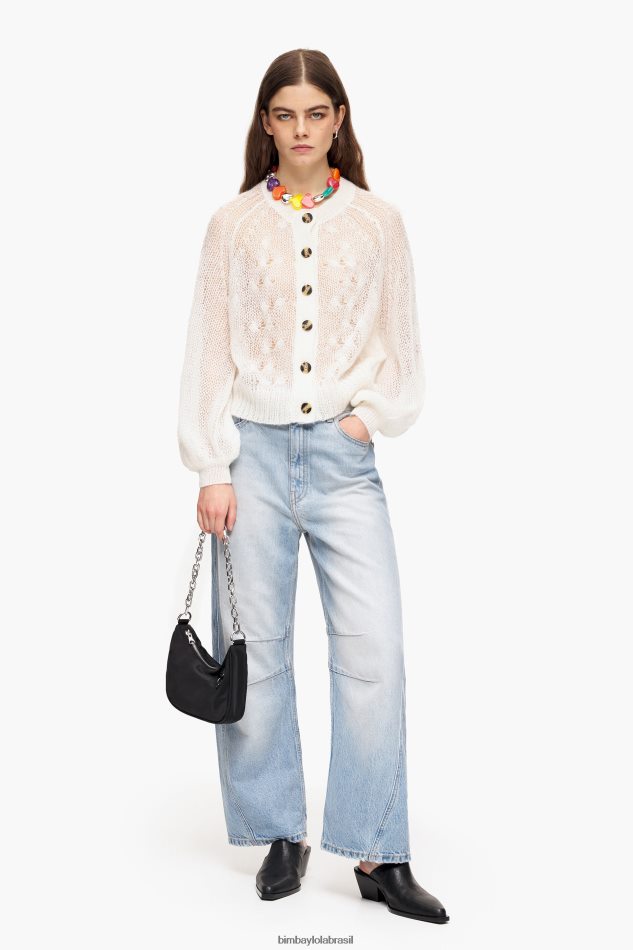 roupas Bimba Y Lola suéter de mohair de malha aberta cru P28JFH378