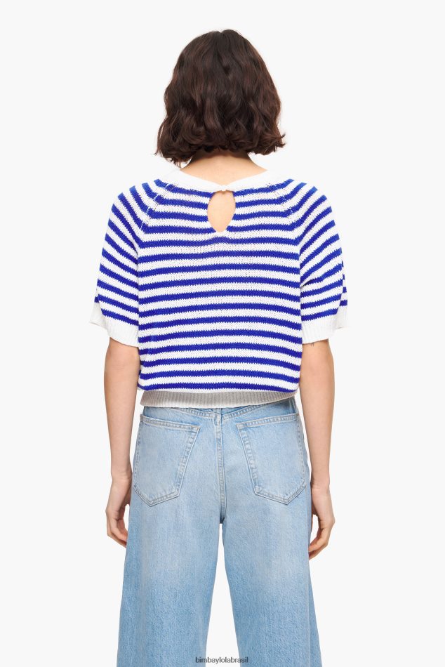 roupas Bimba Y Lola suéter listrado azul e branco P28JFH369