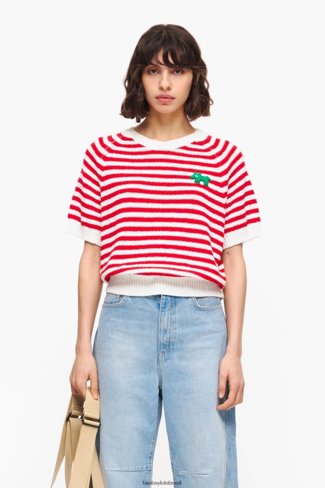 roupas Bimba Y Lola suéter listrado vermelho e branco P28JFH368