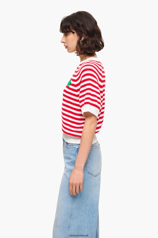 roupas Bimba Y Lola suéter listrado vermelho e branco P28JFH368