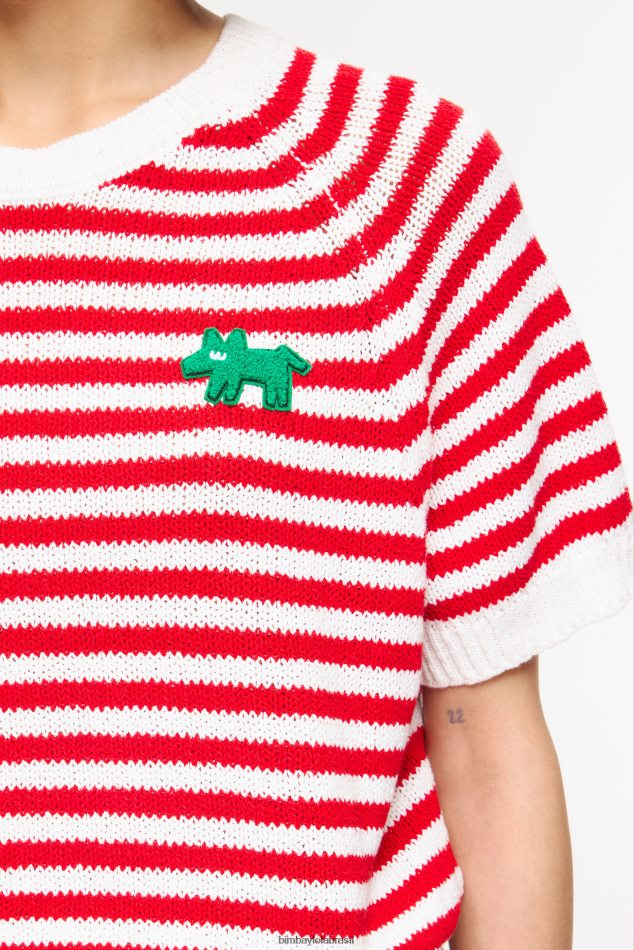 roupas Bimba Y Lola suéter listrado vermelho e branco P28JFH368