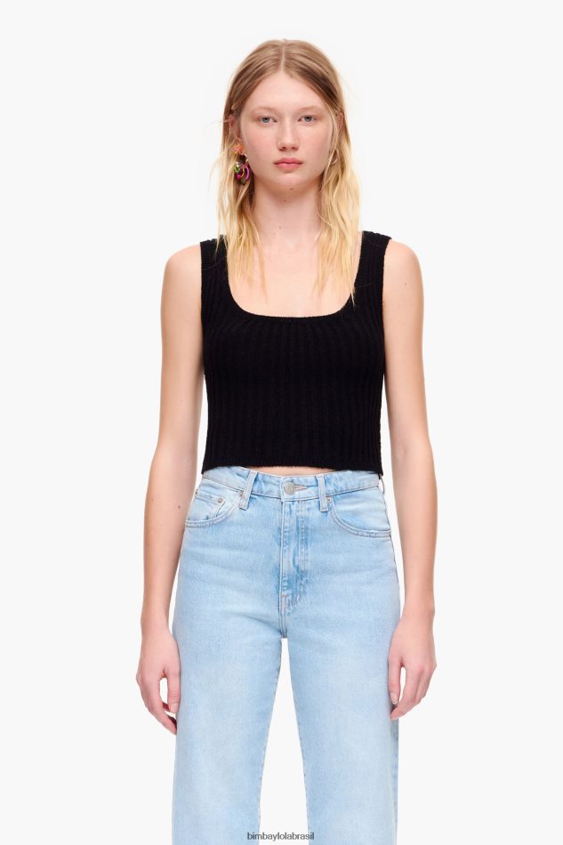 roupas Bimba Y Lola top ajustado com nervuras preto P28JFH313