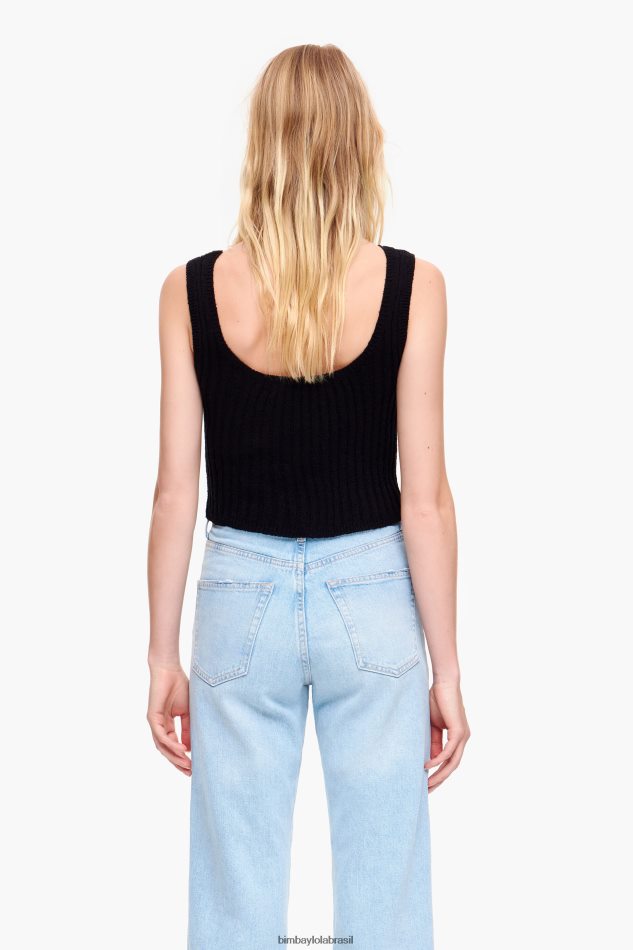 roupas Bimba Y Lola top ajustado com nervuras preto P28JFH313