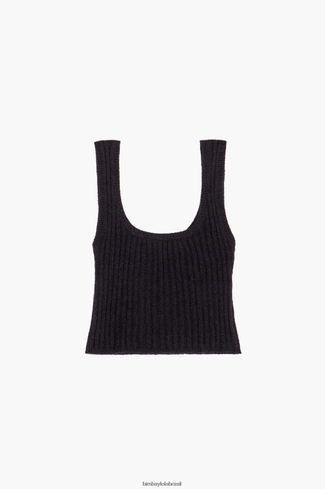 roupas Bimba Y Lola top ajustado com nervuras preto P28JFH313
