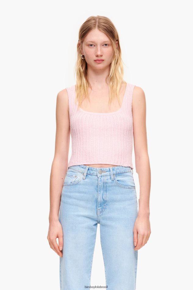 roupas Bimba Y Lola top ajustado com nervuras rosa P28JFH314