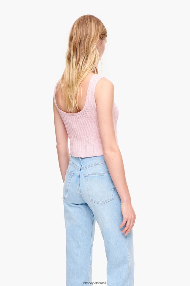 roupas Bimba Y Lola top ajustado com nervuras rosa P28JFH314
