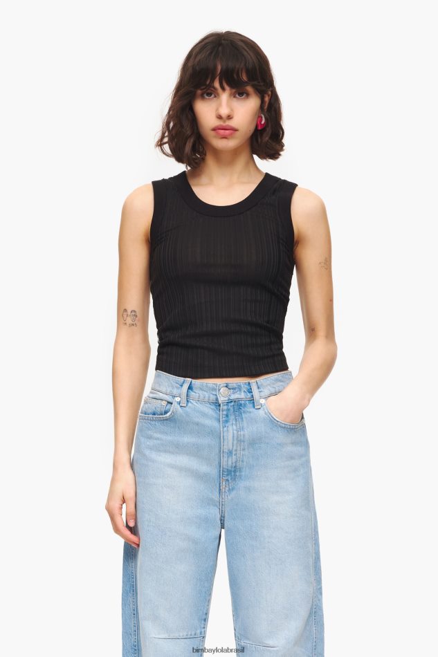 roupas Bimba Y Lola top ajustado preto P28JFH248