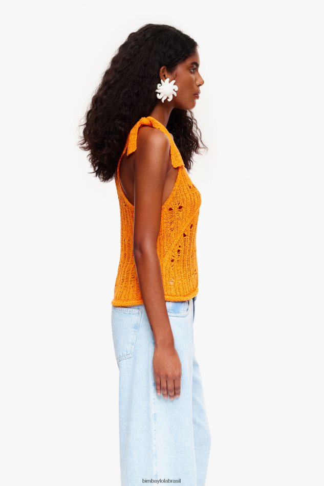 roupas Bimba Y Lola top de crochê laranja P28JFH263