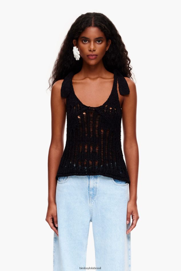 roupas Bimba Y Lola top de crochê preto P28JFH264