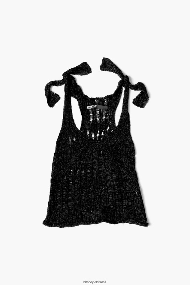 roupas Bimba Y Lola top de crochê preto P28JFH264
