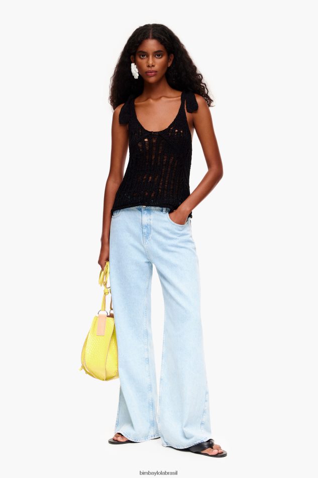 roupas Bimba Y Lola top de crochê preto P28JFH264