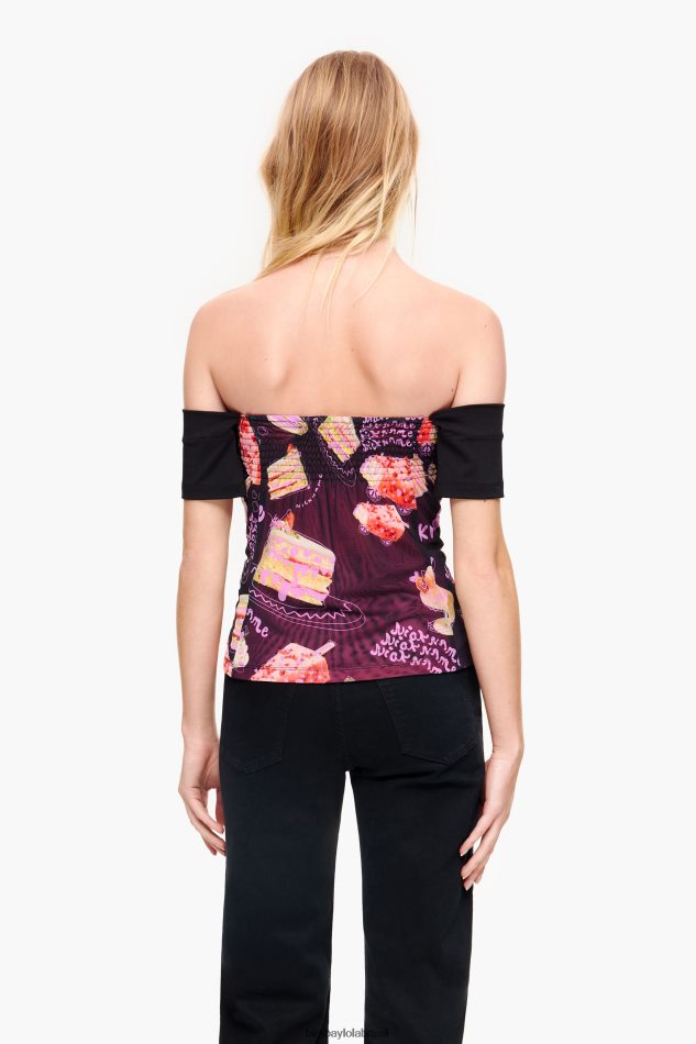 roupas Bimba Y Lola top de impressão de foto de apelido preto P28JFH342