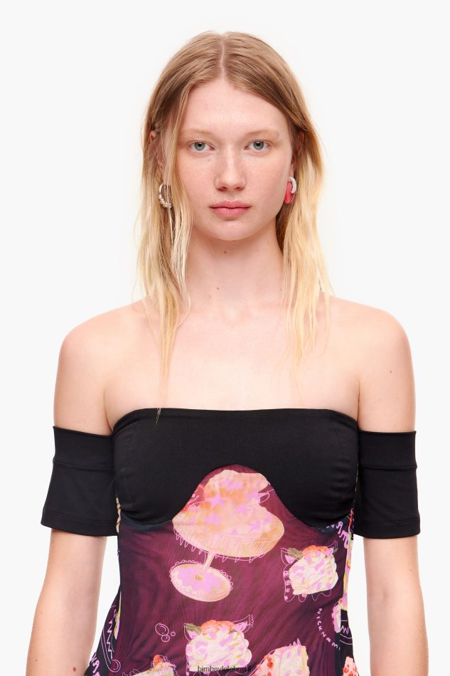 roupas Bimba Y Lola top de impressão de foto de apelido preto P28JFH342