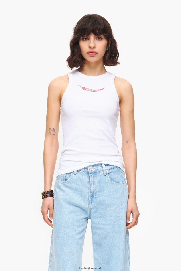 roupas Bimba Y Lola top de pimenta ajustado branco P28JFH244