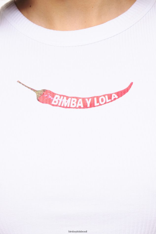 roupas Bimba Y Lola top de pimenta ajustado branco P28JFH244