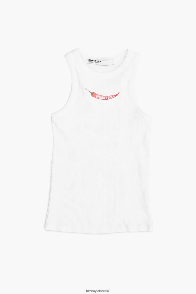 roupas Bimba Y Lola top de pimenta ajustado branco P28JFH244