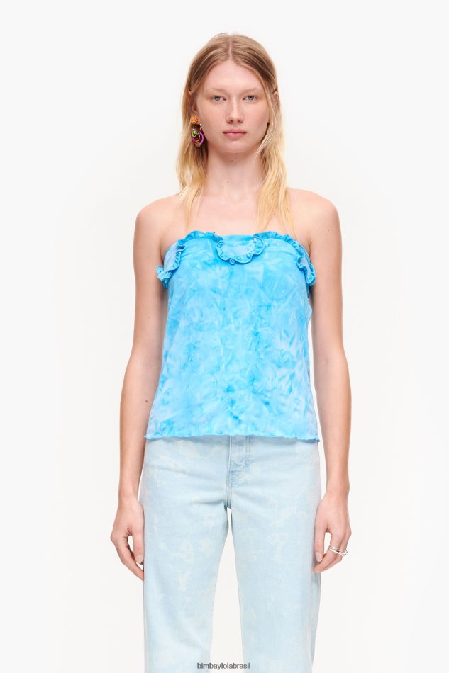 roupas Bimba Y Lola top plissado ajustado azul P28JFH341