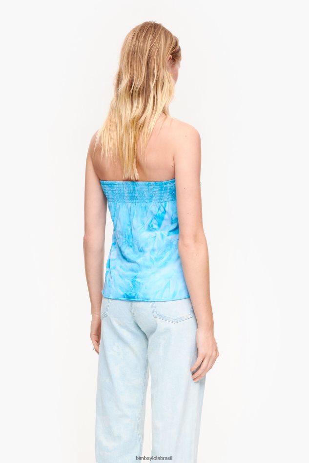roupas Bimba Y Lola top plissado ajustado azul P28JFH341