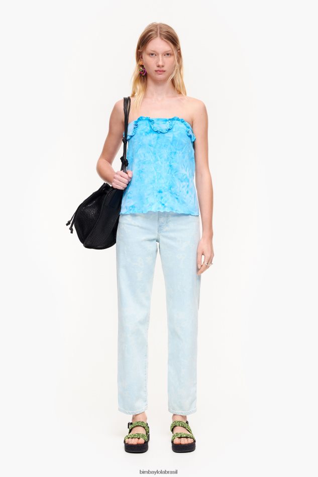 roupas Bimba Y Lola top plissado ajustado azul P28JFH341