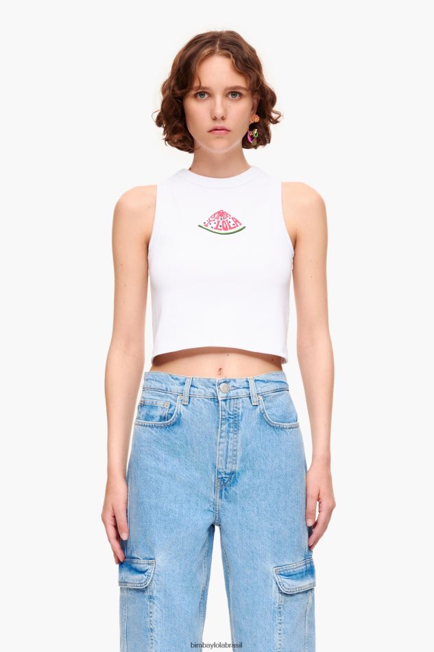 roupas Bimba Y Lola topo de logotipo de melancia branco P28JFH273