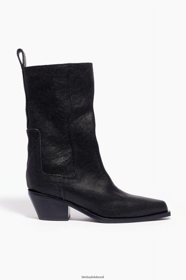 footwewar Bimba Y Lola bota cowboy couro preto P28JFH601