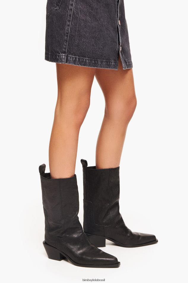 footwewar Bimba Y Lola bota cowboy couro preto P28JFH601