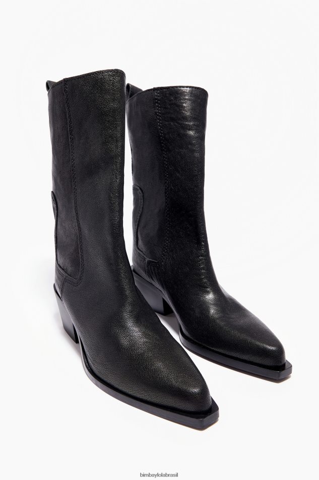 footwewar Bimba Y Lola bota cowboy couro preto P28JFH601
