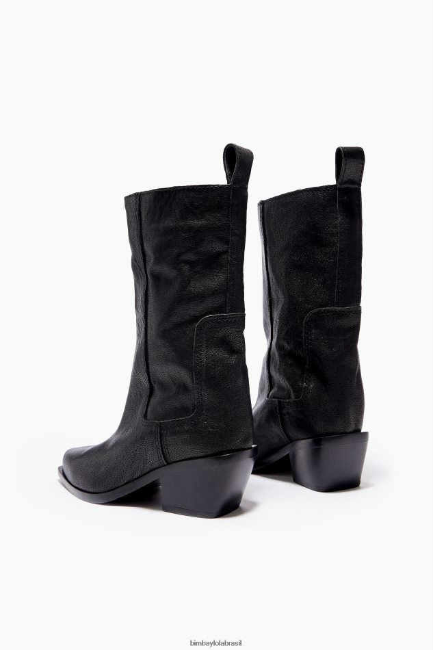 footwewar Bimba Y Lola bota cowboy couro preto P28JFH601