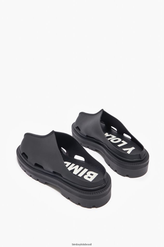 footwewar Bimba Y Lola tamanco efeito borracha preto P28JFH598
