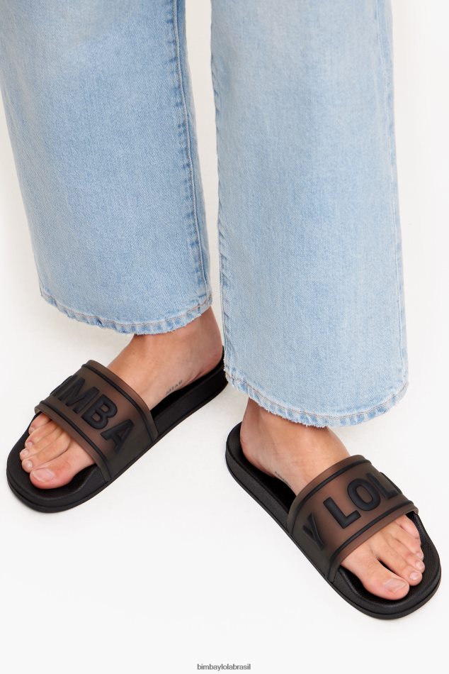 footwewar Bimba Y Lola flip-flop deslizante de logotipo preto P28JFH590