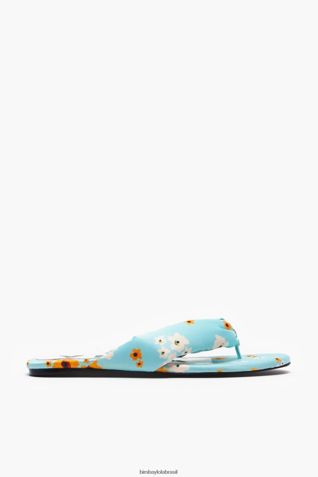footwewar Bimba Y Lola sandália plana tubular com estampa de flores acrílicas azul P28JFH571