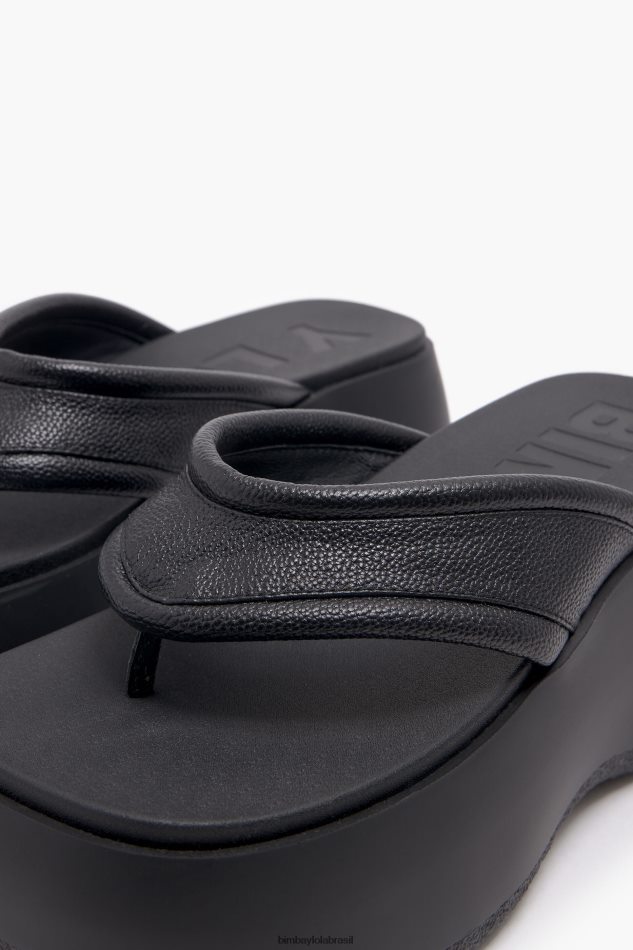 footwewar Bimba Y Lola sandália plataforma couro preto P28JFH568