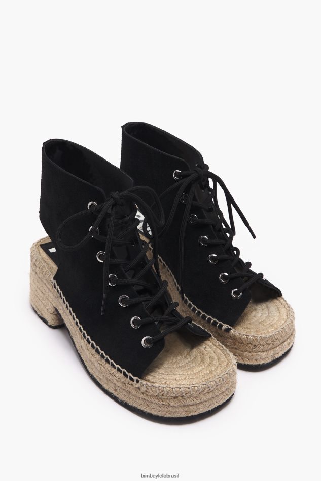footwewar Bimba Y Lola sandália salto couro rachado preto P28JFH581